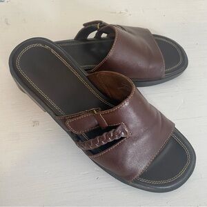 Vintage Villager Leather Slide Sandals Flats Brown 7M